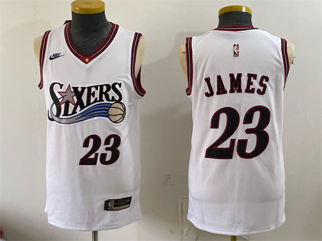 Men's Philadelphia 76ers #23 LeBron James White 2026 Classic Edition Stitched Jersey